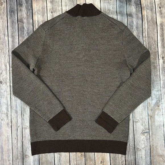UNTUCKit Sorensen Merino Wool Henley Neck Pullover Sweater Medium Mens Brown - Picture 3 of 8